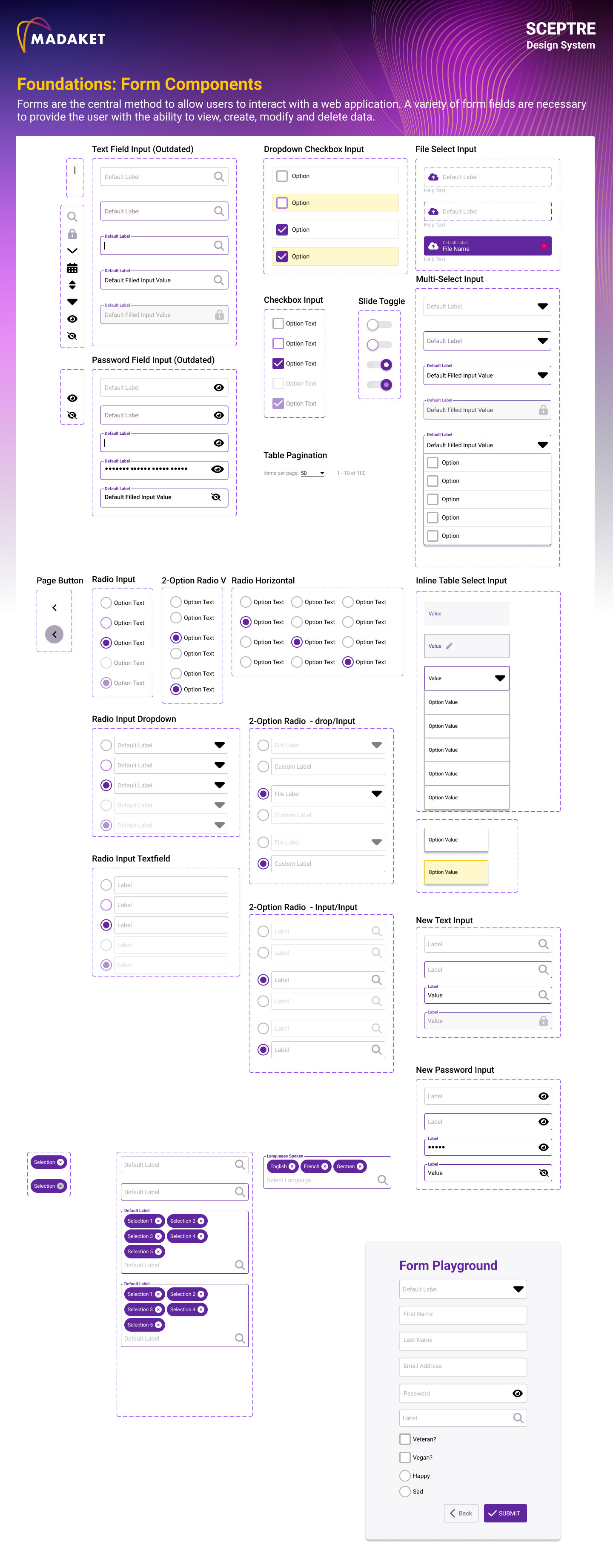 Sceptre Design System - Form Fields